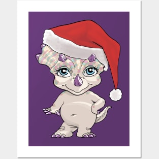 Lil Miss Christmas Triceratops Posters and Art